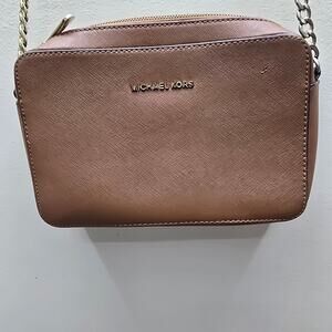 Michael Kors Jet Set Leather Crossbody Bag Minimalist Everyday Casual Brown